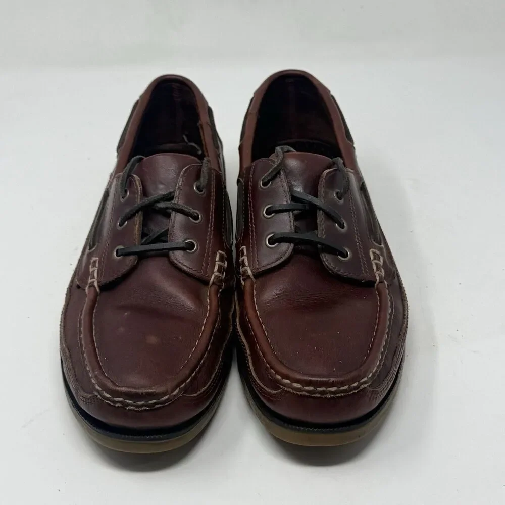 Dockmasters Boat Shoes Mens 12 M Brown Leather Hand Sewn Moccasin Preppy